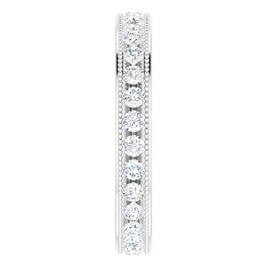14K White 9/10 CTW Natural Diamond Milgrain Eternity Band Size 7 - BN & CO JEWELRY