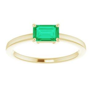 14K Yellow Lab-Grown Emerald Ring - BN & CO JEWELRY