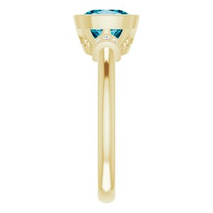 14K Yellow Natural Checkerboard London Blue Topaz & .04 CTW Natural Diamond Ring - BN & CO JEWELRY