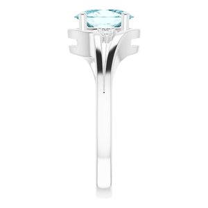 14K White Natural Sky Blue Topaz & .05 CTW Natural Diamond Ring - BN & CO JEWELRY