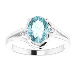 14K White Natural Sky Blue Topaz & .05 CTW Natural Diamond Ring - BN & CO JEWELRY
