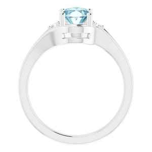 14K White Natural Sky Blue Topaz & .05 CTW Natural Diamond Ring - BN & CO JEWELRY