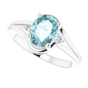 14K White Natural Sky Blue Topaz & .05 CTW Natural Diamond Ring - BN & CO JEWELRY