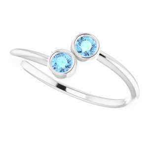 14K White Natural Aquamarine Two-Stone Ring - BN & CO JEWELRY