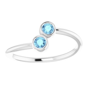 14K White Natural Aquamarine Two-Stone Ring - BN & CO JEWELRY