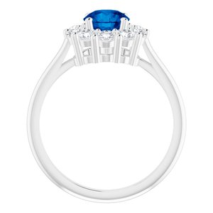 14K White Natural Blue Sapphire & 1/2 CTW Natural Diamond Ring - BN & CO JEWELRY