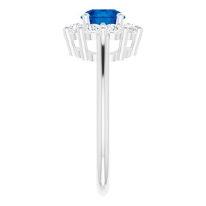 14K White Natural Blue Sapphire & 1/2 CTW Natural Diamond Ring - BN & CO JEWELRY