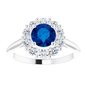 14K White Natural Blue Sapphire & 1/2 CTW Natural Diamond Ring - BN & CO JEWELRY