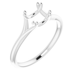 14K White 6.5 mm Round Twin-Prong Woven Solitaire Engagement Ring - BN & CO JEWELRY