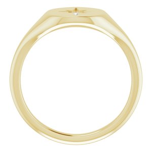14K Yellow 11x10 Oval .02 CTW Natural Diamond Starburst Signet Ring - BN & CO JEWELRY
