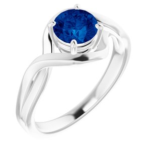 14K White Lab-Grown Blue Sapphire Ring - BN & CO JEWELRY