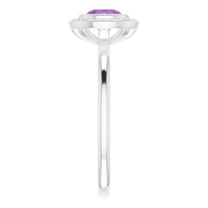 14K White Natural Amethyst & .06 CTW Natural Diamond Ring - BN & CO JEWELRY