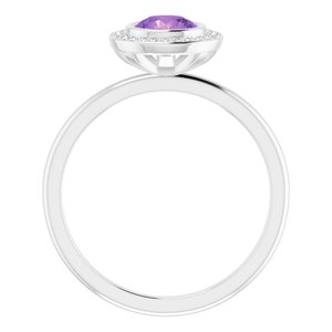 14K White Natural Amethyst & .06 CTW Natural Diamond Ring - BN & CO JEWELRY