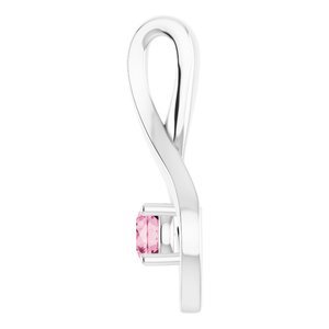 14K White 4 mm Round Natural Pink Tourmaline Pendant - BN & CO JEWELRY