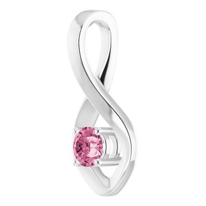 14K White 4 mm Round Natural Pink Tourmaline Pendant - BN & CO JEWELRY