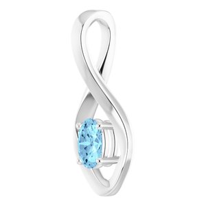 14K White 6x4 mm Oval Natural Aquamarine Pendant - BN & CO JEWELRY