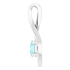 14K White 6x4 mm Oval Natural Aquamarine Pendant - BN & CO JEWELRY
