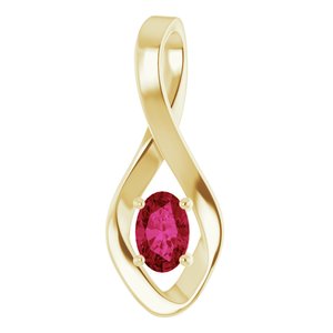 14K Yellow 6x4 mm Oval Natural Ruby Pendant - BN & CO JEWELRY