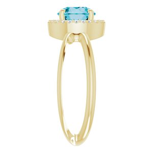 14K Yellow Natural London Blue Topaz & 1/10 CTW Natural Diamond Halo-Style Ring - BN & CO JEWELRY