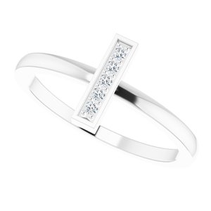 14K White .05 CTW Diamond Bar Ring - BN & CO JEWELRY