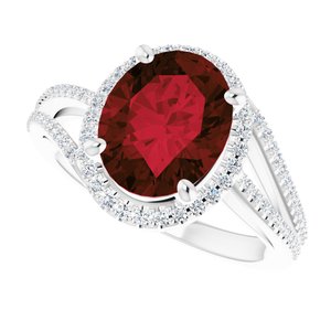 14K White Mozambique Garnet & 1/4 CTW Natural Diamond Ring - BN & CO JEWELRY