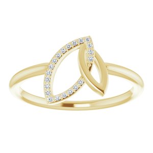 14K Yellow .05 CTW Diamond Double Leaf Ring - BN & CO JEWELRY