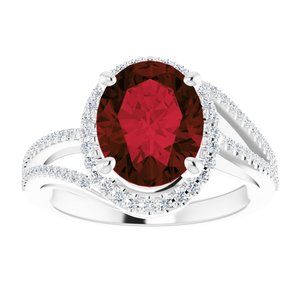 14K White Mozambique Garnet & 1/4 CTW Natural Diamond Ring - BN & CO JEWELRY