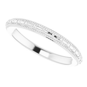 14K White Vintage-Style Band - BN & CO JEWELRY