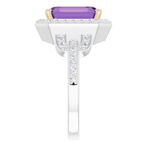 14K White/Yellow Natural Amethyst & 1/2 CTW Diamond Ring - BN & CO JEWELRY