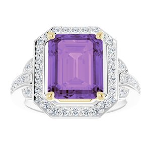 14K White/Yellow Natural Amethyst & 1/2 CTW Diamond Ring - BN & CO JEWELRY