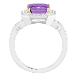 14K White/Yellow Natural Amethyst & 1/2 CTW Diamond Ring - BN & CO JEWELRY