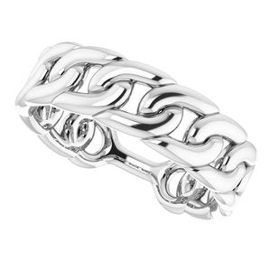 14K White Stackable Chain Link Ring - BN & CO JEWELRY