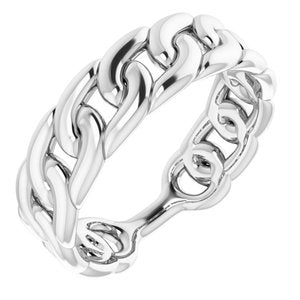 14K White Stackable Chain Link Ring - BN & CO JEWELRY