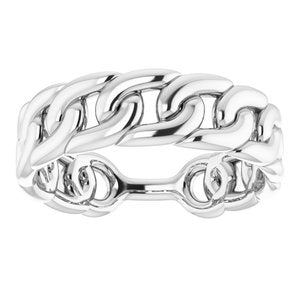 14K White Stackable Chain Link Ring - BN & CO JEWELRY