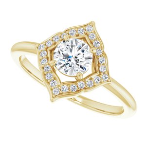 14K Yellow 1/3 CTW Natural Diamond Halo-Style Clover Ring - BN & CO JEWELRY
