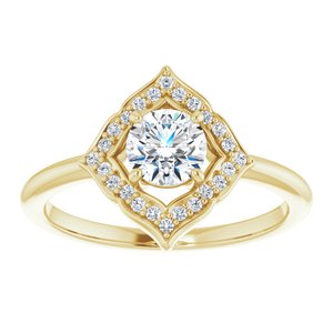 14K Yellow 1/3 CTW Natural Diamond Halo-Style Clover Ring - BN & CO JEWELRY