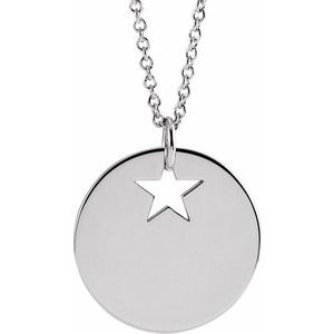 Sterling Silver Pierced Star 15 mm Disc 16-18" Necklace - BN & CO JEWELRY