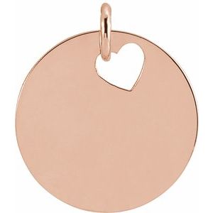 14K Rose Pierced Heart 15 mm Disc Pendant - BN & CO JEWELRY