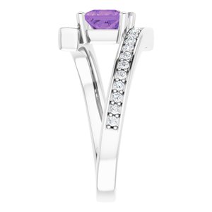 14K White Natural Amethyst & 1/4 CTW Natural Diamond Ring - BN & CO JEWELRY