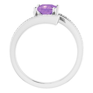 14K White Natural Amethyst & 1/4 CTW Natural Diamond Ring - BN & CO JEWELRY