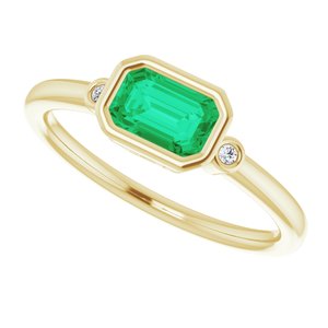 14K Yellow Lab-Grown Emerald & .02 CTW Natural Diamond Ring - BN & CO JEWELRY