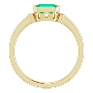 14K Yellow Lab-Grown Emerald & .02 CTW Natural Diamond Ring - BN & CO JEWELRY