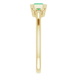 14K Yellow Lab-Grown Emerald & .02 CTW Natural Diamond Ring - BN & CO JEWELRY
