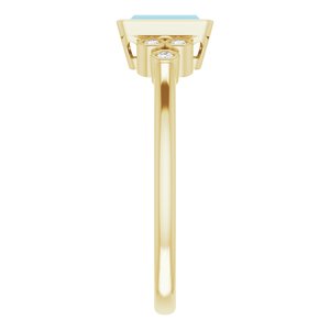 14K Yellow Natural London Blue Topaz & .06 CTW Natural Diamond Ring - BN & CO JEWELRY