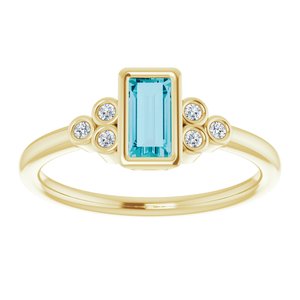 14K Yellow Natural London Blue Topaz & .06 CTW Natural Diamond Ring - BN & CO JEWELRY