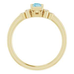 14K Yellow Natural London Blue Topaz & .06 CTW Natural Diamond Ring - BN & CO JEWELRY