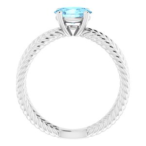14K White Natural Aquamarine Rope Ring - BN & CO JEWELRY