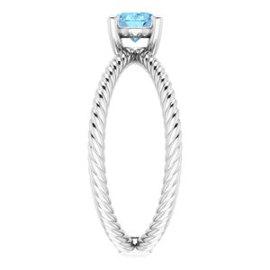 14K White Natural Aquamarine Rope Ring - BN & CO JEWELRY