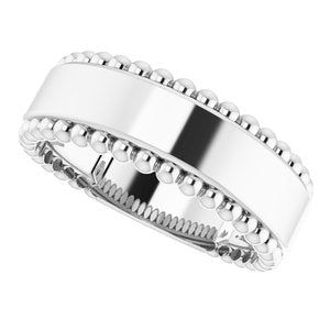 Sterling Silver Engravable Beaded Ring - BN & CO JEWELRY