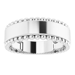 Sterling Silver Engravable Beaded Ring - BN & CO JEWELRY